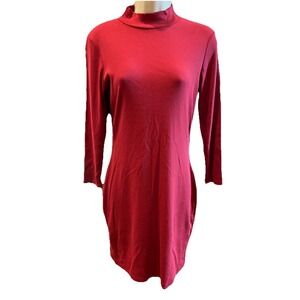 Michael Stars Maggie Mini Dress In Carmine Red Sz SP Mock Neck Ultra Rib